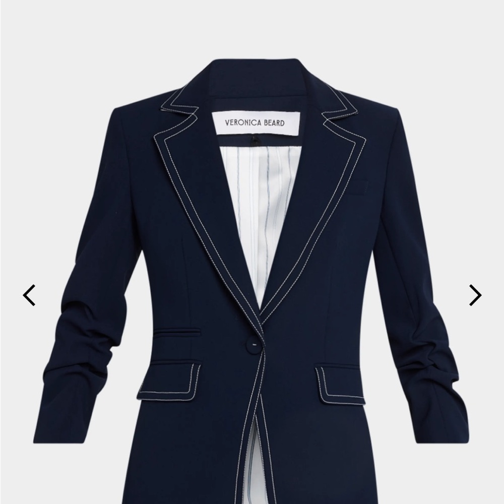 Veronica Beard Midnight Blue Blazer with White Stitching